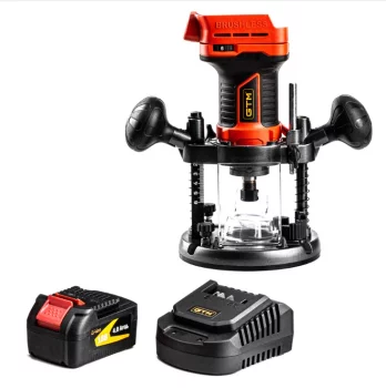 Фрезер акумуляторний GTM R18/55BL KIT, 8000-26000об/хв, цанга 6/8мм + акум. 4Аг, зарядний пристрій
