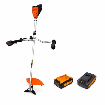 Коса акумуляторна GTM BC56/1200BL KIT, 56В, ширина косіння 25/42см, ніж + косильна головка, акум. 4А*год + ЗП, U-подібна ручка
